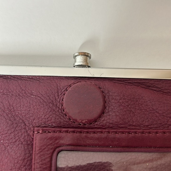 HOBO Burgundy Leather Clutch with Silver Trim - Picture 6 of 16